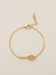 1 件羽毛球拍吊坠手链，女士珠宝礼物，适合日常佩戴 - 金色 - 查看 6