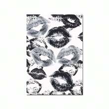 Wystrój pokoju 1 szt. Moda Czarno-biały pocałunek ust Drukuj, Nowoczesna cyfrowa sztuka ścienna, Kobiecy francuski pocałunek Plakat na płótnie, Zabawny dom Sypialnia Kuchnia Salon Łazienka Hotel Kawiarnia Biuro Dekoracja, Bezramowa