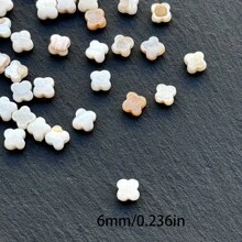 20 颗 6 毫米天然白色贝壳四叶草形状珠子，用于制作耳环、项链、DIY 珠宝配件 - 彩色 - 查看 3