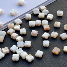 20 颗 6 毫米天然白色贝壳四叶草形状珠子，用于制作耳环、项链、DIY 珠宝配件 - 彩色 - 查看 5