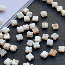 20 颗 6 毫米天然白色贝壳四叶草形状珠子，用于制作耳环、项链、DIY 珠宝配件 - 彩色 - 查看 6