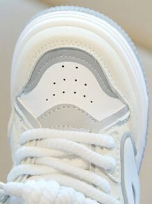 1 Pair Kids Boys Girls Criss-Cross Strap Round Toe Thick Sole Hook And Loop Soft Bottom Cute Sneakers, Versatile Casual Bread Shoes Suitable For All Seasons - Beige - View 6