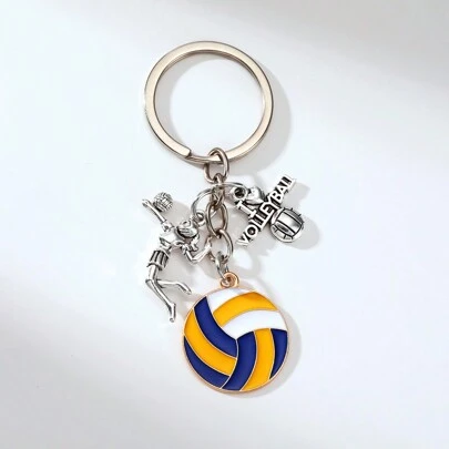 1 adet Voleybol Temalı Metal Anahtarlık, Voleybol ve "Voleybolu Seviyorum" Takılarıyla, Sporcular ve Hayranlar İçin Araç, Çanta veya Hediye Olarak Kullanılabilir