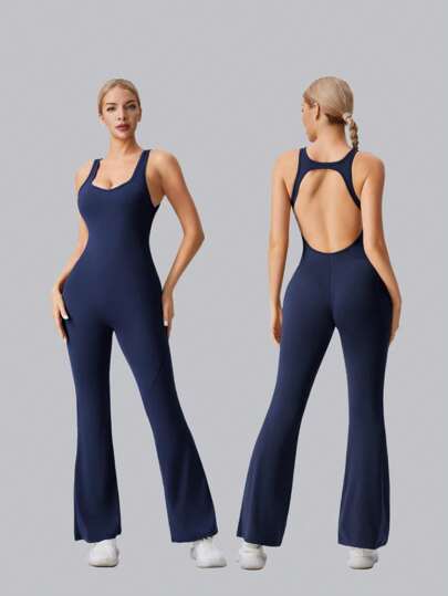  AFZ Women's Sleeveless Backless Jumpsuit With Removable Pads, High-Stretch Fabric, Fits All Shapes And Sizes