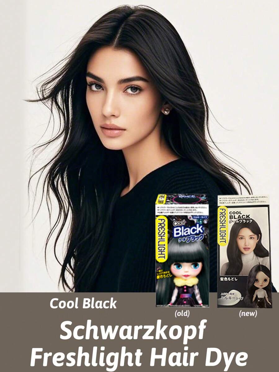 Schwarzkopf 施华蔻 Freshlight 染发剂 酷黑、温和染发、补充营养、深层滋养、增强光泽、丝蛋白精华、多种氨基酸、乳霜配方、减少颜色偏差、使用方便、效果持久、增强光泽、抚平毛鳞片、修复损伤、染发爱好者、头发受损人士、想要闪亮头发的人、家庭染发、日常护发程序