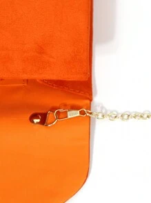Large Capacity Suede Clutch Bag Elegant Metal Binding Evening Purse For Wedding/Prom - Orange - View 10