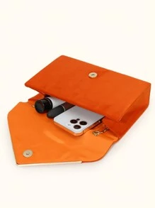 Large Capacity Suede Clutch Bag Elegant Metal Binding Evening Purse For Wedding/Prom - Orange - View 9