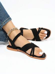 Women's Roman Sandals, 2025 New Bohemian Style Summer Flat Sandals, Versatile, Fashionable, Lightweight, Outdoor Beach Wear - Black - View 2