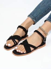 Women's Roman Sandals, 2025 New Bohemian Style Summer Flat Sandals, Versatile, Fashionable, Lightweight, Outdoor Beach Wear - Black - View 3
