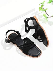 Women's Roman Sandals, 2025 New Bohemian Style Summer Flat Sandals, Versatile, Fashionable, Lightweight, Outdoor Beach Wear - Black - View 5