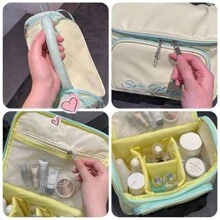 1pc Bowknot Cosmetic Bag, Shiny PU Material, Large Capacity Waterproof, Convenient To Carry, Suitable For Travel, Cosmetics & Toiletry Storage,Boho Vibes,For Holiday Beach, Bathroom Collection, Bedroom Collection, Large Capacity