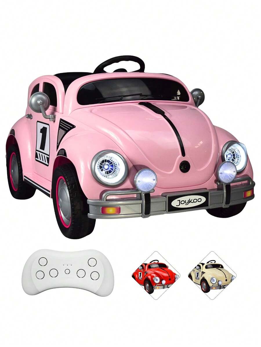 Joykoo Carro a Control Remto Montable para Niños Vocho Electrico luz 12V - Rosa - Ver 1