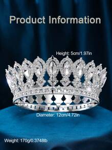 1 buc coroană rotundă aurie de lux, accesoriu metalic pentru păr, coroană de regină, decorațiune pentru petrecerea de nuntă, coafură elegantă pentru prințesă, recuzită pentru cosplay, petrecere de ziua de naștere pentru adulți, tiară de nuntă cu pietre accesorii de Ziua Îndrăgostiților - Aur - Vizualizare 2