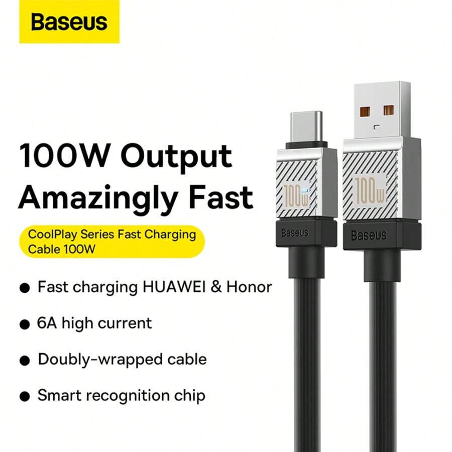 Baseus Cable de carga rápida CoolPlay Serie de USB a Tipo-C 100W 1m 2M, regalo para vacaciones