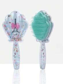 MY LITTLE PONY 1pc Seashell Airbag Comb, Plastic Print Comb With Transparent Glitter, Cute Cartoon Style Hair Brush, Suitable For Everyday, Commute, Birthday, Holiday Gifts, Christmas, Thanksgiving, Valentine's Day, Wedding Decor, Home Decor, Room Decor Party Favors Bride Graduation Birthday Decorations Party Decorations Bachelorette
