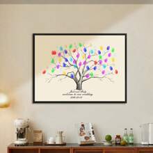 1 Stück Leinwand Kreative Fingerabdruck DIY Finger Malerei Poster Hochzeit Party Firmen Jahrestreffen Personalisierte Fingerabdruck Check-In Baum Bilder, Freunde und Freunde Check-In Fingerabdruck Erinnerungsposter, Erhöht den Spaß, Dekorative Malerei, Wohnzimmer, Schlafzimmer, Dekorativer Poster, Unvergesslich, Bedeutungsvoll, Wohnzimmer Schlafzimmer Dekoration Hängendes Bild Luxus Wandbehang, Rahmenlos, Grafik Muster