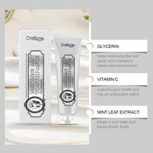 100g Pasta de dientes con sabor a menta, blanquea los dientes, limpia suavemente la placa y las manchas, elimina el mal olor, cuidado oral para un aliento fresco - Blanco - Ver 5