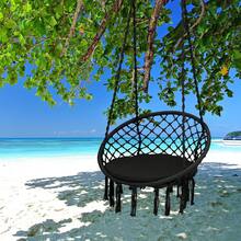 Homasis Hammock Swing Chair With Cushion Hanging Hardware Kit Indoor Outdoor - Black - View 5