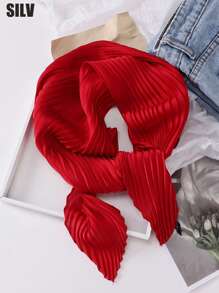 1 件纯色褶皱缎面围巾女式头巾时尚头巾头巾、发带、头带非常适合装扮您的头巾上衣 - 黑色 - 查看 22