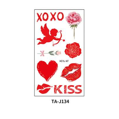 Valentines Day Temporary Tattoos Red Heart Lips Rose Angel Fake Tattoos Water Transfer Tattoos Party Favors0