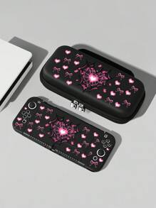 1pc New Switch2 Protective Case (2025), Compatible With Switch2/ Switch OLED/ Switch NS/ Lite, Pink Mesh Heart And Pink Bow Decor Protective Cover/Storage Bag Compatible With Switch Extended Battery Version Console, Scratch-Resistant, Best Gift Compatible With Switch Player - Multicolor - View 1