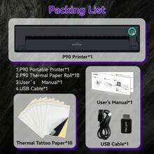 PeriPage P90 Wireless Tattoo Printer | Portable Ink-Free Body Art Machine | 1s Fast Printing For /Android/PC | Party Travel Tattoo Sticker Maker - 1 Printer +10 Pieces Of Tattoo Paper - View 5