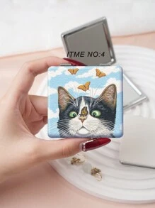 1 chiếc gương trang điểm cầm tay hình mèo may mắn cổ điển, có thể gập lại, nhẹ, siêu mỏng, tiện dụng, chất liệu da PU bền, mạ chân không kim loại, phù hợp với mọi hoàn cảnh và mọi người, gương bỏ túi vuông có thể gập lại, quà tặng, đồ dùng du lịch, đồ giá rẻ, vật dụng cần thiết khi đi du lịch. - Nhiều màu - Xem 9