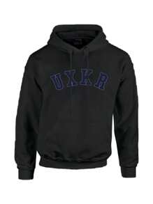 "UXKR" Print, Men's Hoodie, Graphic Sweatshirt With Pockets, Comfortable And Stylish Hooded Pullover, Men's Casual Hoodie, Stylish Long-Sleeved Hooded Sweatshirt, Casual All-Match Top For Autumn And Winter - Black - View 1