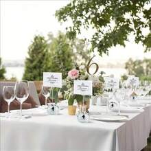 10/20pcs Elegant Disco Ball Table Number Holders, Silver Spiral Heart Shaped Card Clips, Suitable For Wedding, Engagement, New Year, Christmas, Valentine's Day Party Table Setting Display, Polished Metal Surface, Plastic Material - Multicolor - View 4