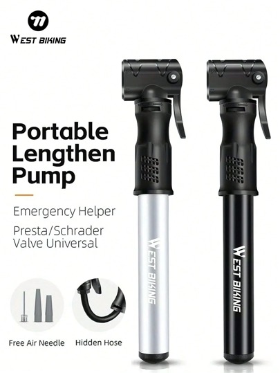WEST BIKING Bomba de bicicleta compacta de liga de alumínio WEST BIKING - Inflador de ar manual para válvulas Schrader e Presta, ideal para MTB e ciclismo de estrada