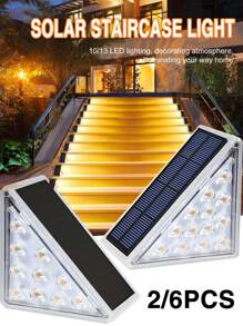 2/6PCS Outdoor Solar Triangle Light, Solar Staircase Light, Solar Landscape Light, 10/13LED IP65 Waterproof Light. Suitable For Courtyard, Villa, Balcony, Garden, Stairs, Streets And Other Outdoor Decorative Atmosphere Lighting., Solar Lights Outdoor