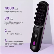 Numoya Portable Straightener Brush-GoBrush PRO, Rechargeable Mini Straightener - Black - View 3