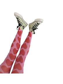Women Sheer Tights Control Top Pantyhose Y2k Tie Dye Mesh Tights Fishnet Sockings Leggings - 紅色 - 查看 6
