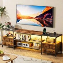 TV Cabinet For 70 Inch TV Lowboard For TV TV Table With 4 Drawers 4 Open Compartments, 160x40x63 Cm TV Cabinet For Living Room Bedroom