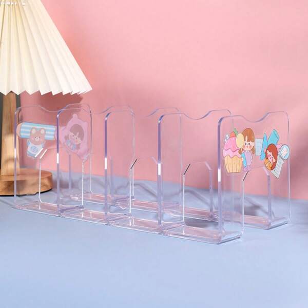 1pc Acrylic File Sorter, 4 Sections Clear File Holder Acrylic Desk Organizer, Sturdy Desktop File Organizer File Folder Holder Rack For Envelopes Mail Letter Paper Notebook Electronics