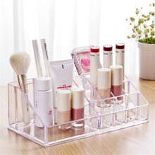 1pc Transparent Crystal Series Heart Shaped Cosmetics Lipstick Lipstick Finishing Storage Box,For Holiday Beach, Bathroom Collection, Bedroom Collection, Large Capacity - Clear - View 4