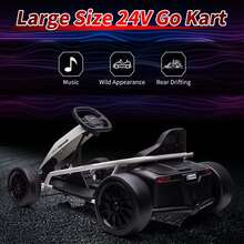 24V Go Kart For Kids 8-12 Years Drift Kart Electric Pedal Kart Outdoor Race Toy Teens Outdoor Ride On Toy 8MPH High Speed Drifting With Music Horn Max Load 175lbs - 白色 - 查看 4