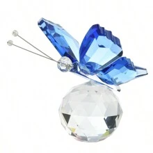 1pc Artificial Crystal Butterfly Figurine With Sphere - Handcrafted Glass Animal Statue, Collectible Decorative Ornament Home Decor Accent For Valentine's Day & Mother's Day Gifts Birthday Graduation