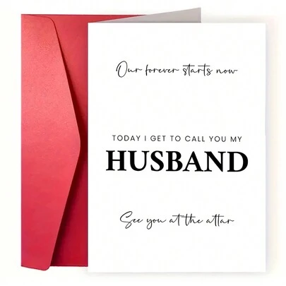 1pc Romantic Wedding Groom Card - Elegant, Heartfelt Message Include, Perfect Gift From Brideg