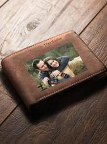 1 pieza Cartera personalizada para hombres, cartera con foto grabada/UV personalizada para hombres, regalos personalizados para hombres, regalo de San Valentín personalizables, 12.4 cm/4.88 pulgadas x 9.9 cm/3.90 pulgadas x 2.5 cm/0.98 pulgadas, 5 espacios para tarjetas, 2 colores marrón claro/marrón oscuro, UV/Color, grabado/blanco y negro, carteras de hombre, cartera para papá, regalos personalizados para hombres, regalos para hombres, novio, prometido, esposo, regalos de San Valentín, cumpleaños, aniversario para papá