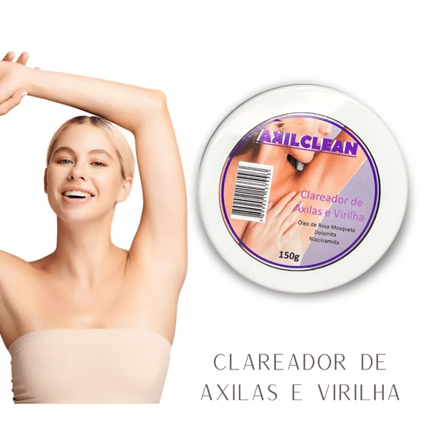 Clareador De Axila e Virilha Com Óleo De Rosa Mosqueta Dolomita E Niacinamida AxilClean - 150g