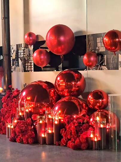 1/2/5 szt. 22"/32" czerwone balony foliowe z efektem 4D, holograficzne kule foliowe, unoszące się, wypełnione helem, odpowiednie na przyjęcia urodzinowe, wieczory kawalerskie/panieńskie, zaręczyny, wesele, Boże Narodzenie, Nowy Rok, rocznicę, dekoracje na uroczystości