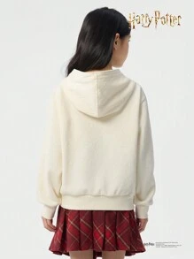 Balabala Tween Girls' Long-Sleeve Sweatshirt, Spring Loose Fit Sweatshirt - Milky White - View 3