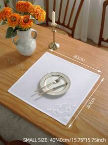 1 pieza Servilleta de poliéster y fibra de bambú, bordada, diseño elegante, decoración de mesa de cocina para cafés, restaurantes, eventos, cenas, fiestas, bodas - Servilleta cuadrada