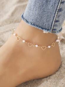 1pc Elegant Fashionable Sparkly Micro-Inlaid Water Rhinestone Multi-Layer Hollow Heart Water Drop Pendant Anklet For Women, Suitable For Festivals, Parties And Daily Outings