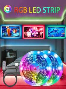 3 键 RGB LED 灯带，USB 供电，颜色可调，易于安装，适用于家庭和家具装饰，为天花板、客厅、卧室、走廊、游戏室营造舒适浪漫的氛围 - 多色 - 查看 1