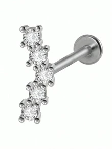 1PC Stainless Steel Threadless Marquise Zirconia Labret Lip Stud Cz Ear Cartilage Tragus Helix Earrings Daith Piercing Body Jewelry