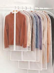 1pc Dust Cover Clothes Household Washable Coat Dust Bag Waterproof Transparent Hanging Clothes Hanging Clothes Hanging Clothes Bag Suit Cover, Dust Bag Clothes Dust Cover Hanging Clothes Hanging Clothes Bag Down Jacket Suit Transparent Clothes Cover Stereoscopic Clothes Dust Cover Cover Set. - Clear - View 1