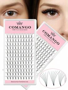 CoMango 120 sợi mi giả D-Curl 6D thân ngắn, dày dặn, 0.07/0.1mm, mi nối kiểu Nga, mi giả lông chồn bản rộng, mi giả bán sỉ, mi giả từng sợi, mi giả, mi giả - D - Xem 8
