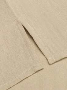 Men's Casual Solid Color Short Sleeve T-Shirt And Shorts Set - Beige - View 3